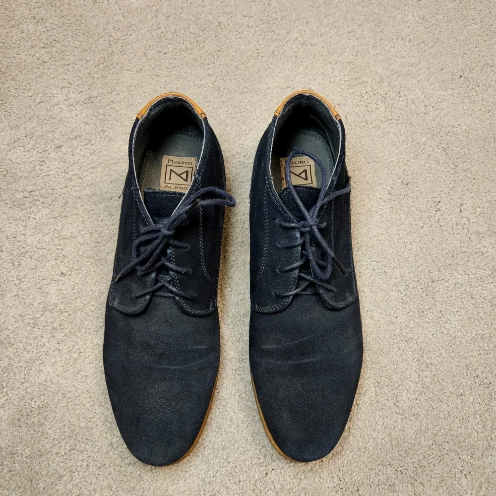 Mauro Alfani Men's 11 Navy Blue Suede Leather Chukka Boots Gonzalo Dress Casual‎